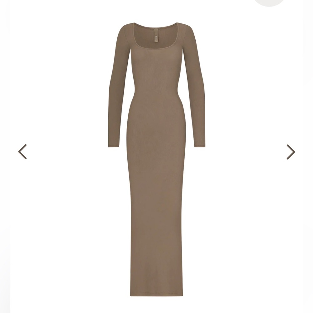 SKIMS Dress Soft Lounge Dress, OXIDE Color,  Long sleeve size M